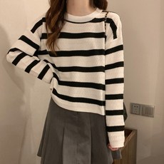 Goodif 女款Momo條紋長袖針織衫