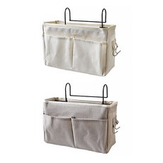 Market A 掛式布料收納袋 2入組, 白色, 灰色