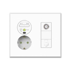 WONHA Ti2通訊插座備用1口+CATV+RJ45磨砂白雪, 1個