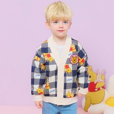 HEJMINI 童款迪士尼小熊維尼經典格紋針織外套