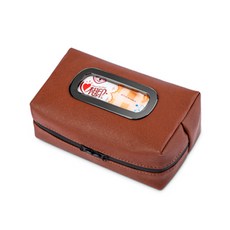 皮革扣環面紙盒, 棕色