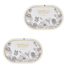 Come to the Home 熱帶植物矽藻土肥皂盒橢圓形花朵和蝴蝶 16 x 10 厘米, 2個, 混色