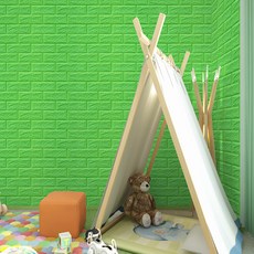 PEONIST 自黏式隔熱泡棉磚壁貼 3mm, 淺綠色, 10個