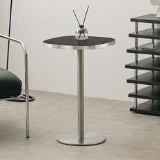 소담갤러리 소파 카페 미니 업소용 미드센츄리 이리스 둥근사각 사이드 실버 테이블 400, 블랙