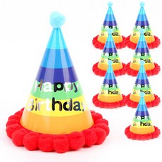 PARTYHAE 彩虹生日派對尖頂帽, 紅色, 8個