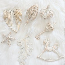 MORIANN 聖誕經典氛圍樹裝飾掛飾7件A組, 1套, 白金色