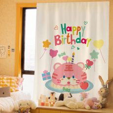 Lilypick 插畫遮擋隔間簾 感性風門簾 + 魔鬼氈套組, 老虎蛋糕