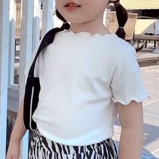 woojooi 女童飄逸荷葉邊短袖T恤