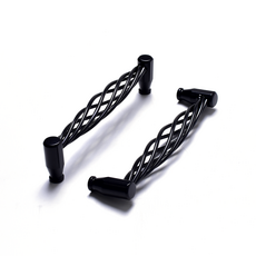 把手世界 麻花 2孔 家具把手 黑色 P160, 2個