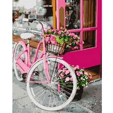 알로데 자전거를 탄 플라워 풍경 벽 장식 DIY 보석십자수 30 x 40 cm, NO 05, 1개