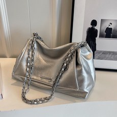Chichills Univer 經典鍊條肩背斜背托特包 11820, 銀色