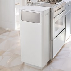 大容量雙開兩門薄型容器廚房垃圾桶, 1個, 極簡白