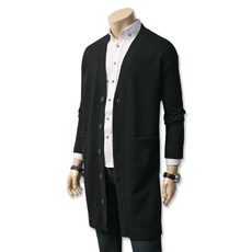 BLUEFORCE 男士翻領半寬鬆素色休閒長版針織外套