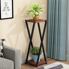 애비뉴굿즈 심플 인테리어 거실 화분받침대a4 80cm, 블랙프레임 월넛보드