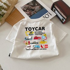 JOYMULTI 男童 Toy Car World 汽車棉質短袖T恤