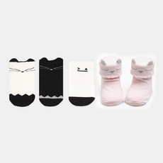 HI BABY CLUB 幼童動物造型襪子 2入+表情印花襪子 白色+動物點點襪子