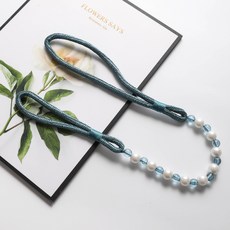 Ruby Coco 珍珠綁帶窗簾綁帶, 灰藍色, 1個