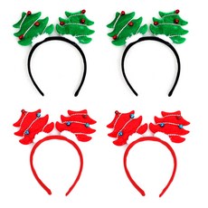 PARTYSHOW 聖誕樹鈴鐺混合2款髮箍, 紅色, 綠色, 1套