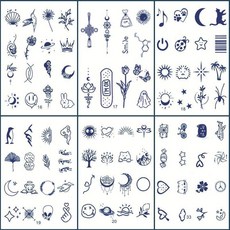 芬尼西樂 小指紋身貼紙 96款套組, D款, 1套