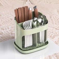 봄아리 물빠짐 수저통, 1개, 그린