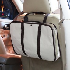 E.City 掛式車用椅背收納袋 5格, 米色, 1個