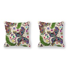 버터플라이 패턴 시리즈 화려한 무늬 쿠션커버 2p