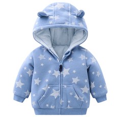 JOY MULTI 孩童星星印花連帽外套 藍色