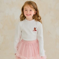 hejmini 迪士尼女童小鹿斑比甜美蝴蝶結羅紋T恤