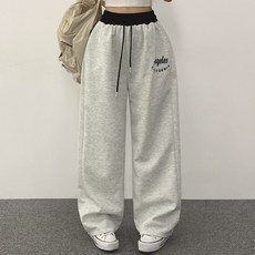 위드후이린 여성용 트로이 배색 트레이닝 밴딩 팬츠