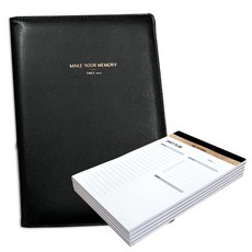 꼼꼬미 엣지 바인더 A5 + 메모패드 + 하루계획 플래너 5p 세트, 매트블랙(바인더), 화이트(하루계획플래너), 1세트
