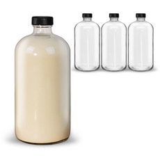 mir 波士頓 B 玻璃瓶 黑色PP瓶蓋, 4個, 950ml