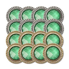 포인트 단추 원형액자 콤비 2종 x 8p 세트 18mm, 골드, 니켈, 1세트