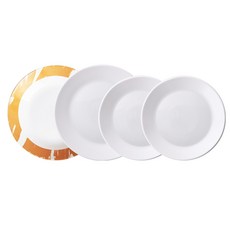 Corelle Brands 康寧餐具 Pyrex 牛奶玻璃小菜盤4入組, 牛奶白, 黃色, 小盤2入 + 中盤2種, 1套