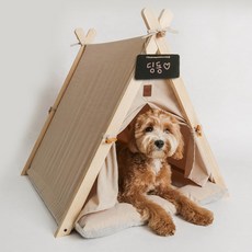 DING DONG PET 寵物木質帳篷, 米色
