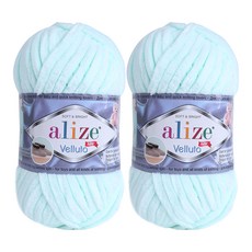 alize Velluto系列編織毛線, 15 淡色薄荷, 2捆