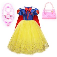 Nrkiz 可愛的女孩紅色披風連衣裙+4件首飾+公主包