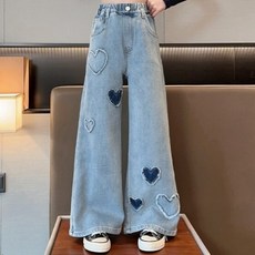 EYOUMONG 寬版丹寧愛心貼布長褲 E6S288