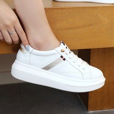 J SHOE 牛皮Hello厚底綁帶運動鞋