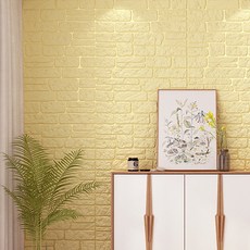 PEONIST 磚紋隔熱泡棉壁貼, 黃色, 4個