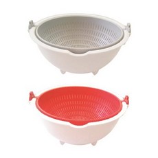 KOKUBO 小久保工業所 旋轉蔬菜碗, 灰色+紅色