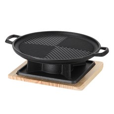 KEEP CAMPING 雙耳圓形濾油鑄鐵烤盤, 1個, 長25cm*高9.5cm