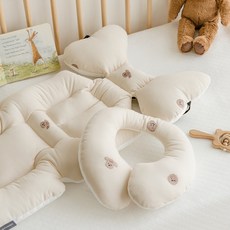 PRIELLE 狗狗刺繡Tsunuga嬰兒推車內墊 + 頸枕套組, 象牙白, 1套