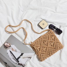 SORIDAL 女款 Giolen 夏季涼爽好收納藤編斜背包, 米色