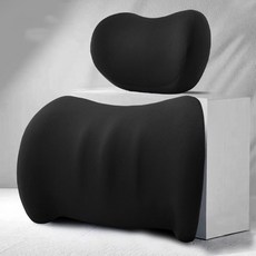 Ez2mk 車用四季記憶棉頸枕 + 腰枕套組 MS-430, 1套, 黑色