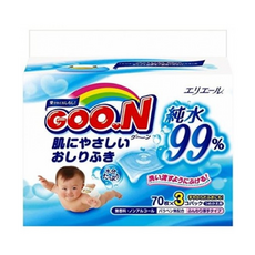 GOO.N 大王 99%純水濕紙巾, 210張, 3包