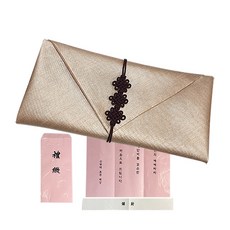 Jiseong 現金聘禮袋款繩結包巾 + 高級聘禮信封, 米色, 1張