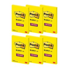 3M Post-it 利貼 狠黏橫格便條紙 660, 黃色, 6個, 45張