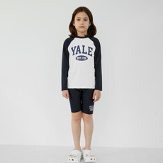 YALE KIDS 女童Arch學院風Logo防曬泳衣套裝 YJCCRUD23087