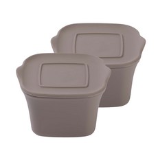 mommy's table 副食品矽膠保鮮盒, 棕色, 2個