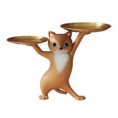 妖嬈貓托盤擺件, 咖啡色